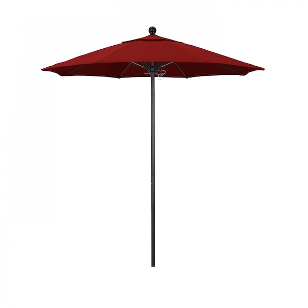 California Umbrella 7.5' Black Aluminum Market Patio Umbrella, Sunbrella Jockey Red 194061334270 - main